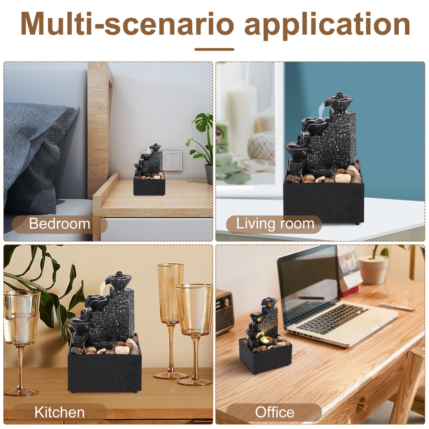 Mini Relaxation Fountain with Lights – Desktop Home Decor