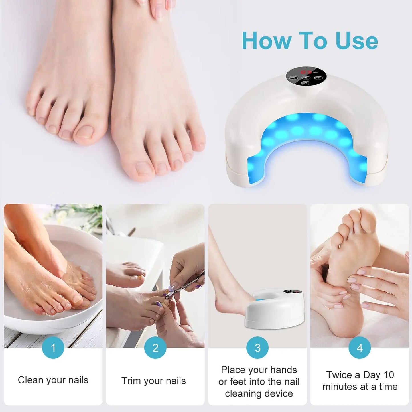Wireless Nail Fungus & Ingrown Toenail Treatment Device – 45W LED Therapy
