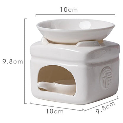 White Ceramic Essential Oil & Candle Warmer Set – Aromatherapy for Home & Office