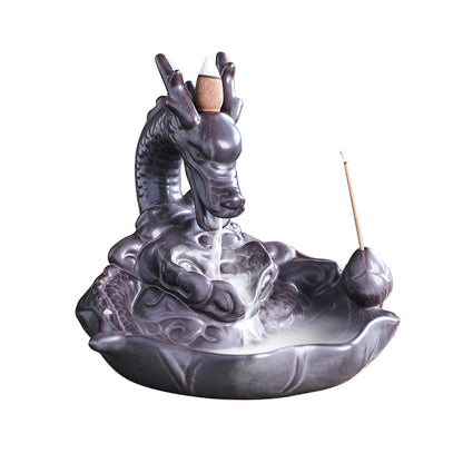 Large Dragon Backflow Incense Burner – Ceramic Waterfall Sandalwood Holder