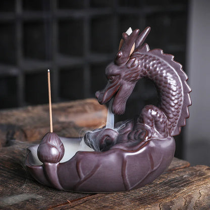 Large Dragon Backflow Incense Burner – Ceramic Waterfall Sandalwood Holder