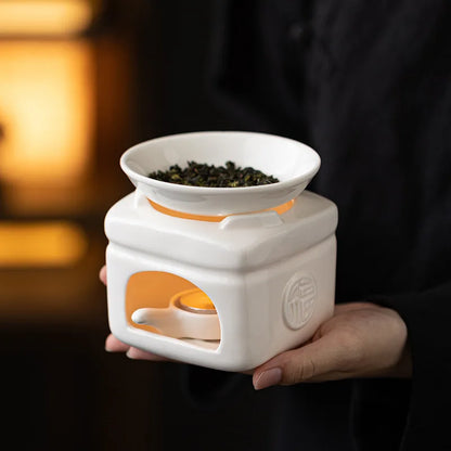 White Ceramic Essential Oil & Candle Warmer Set – Aromatherapy for Home & Office