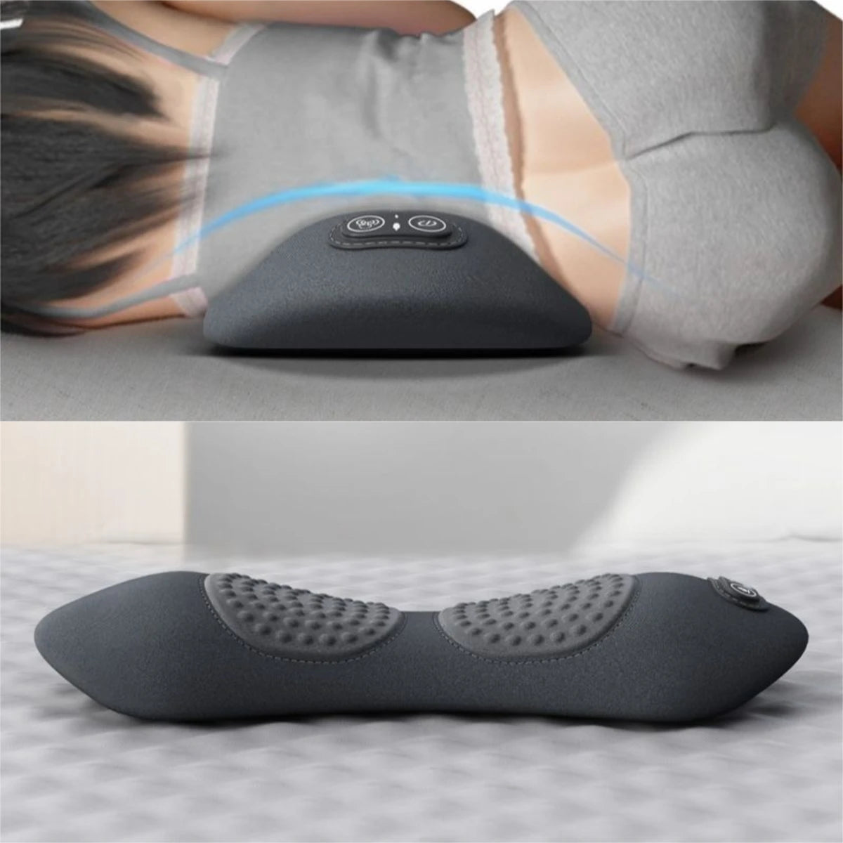 Portable 3-in-1 Back Massager – Heat, Vibration & Traction for Pain Relief & Stretching