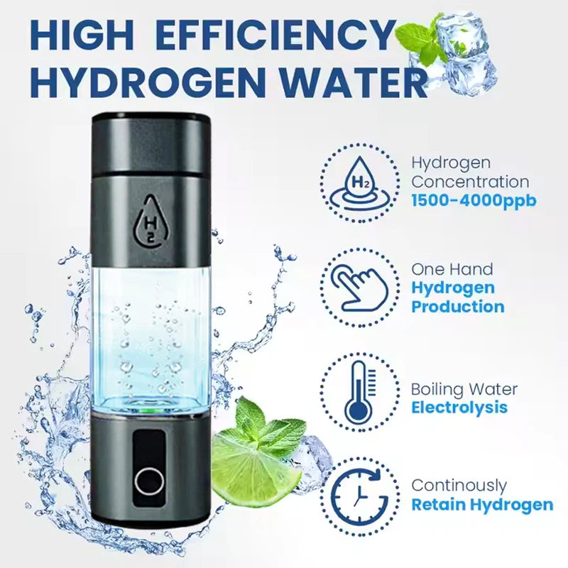 Hydrogen Rich Water Generator Bottle –  Dual-Chamber H₂ Ionizer & Inhalation Device
