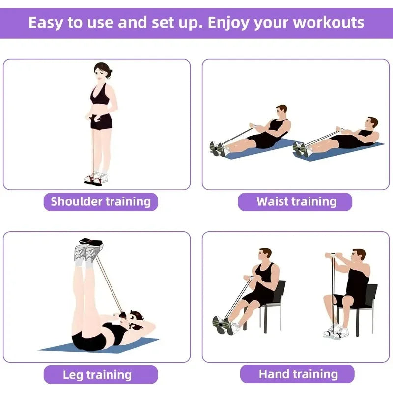 4-Tube Resistance Band Ab Trainer | Core Strength & Full Body Workout Strap