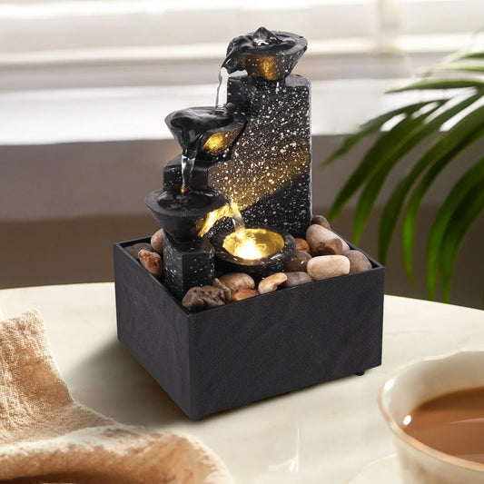 Mini Relaxation Fountain with Lights – Desktop Home Decor