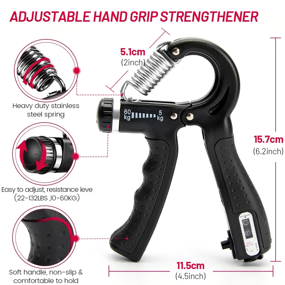 Grip Strength Trainer Kit (1–6 Pack) – Adjustable Hand Grip Strengthener for Muscle Building, Rehabilitation & Injury Recovery