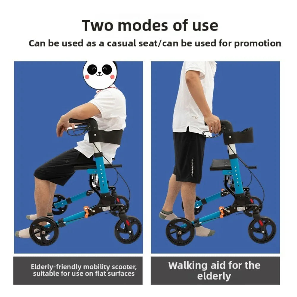 Upgraded Aluminum Foldable Rollator Walker with Seat – Adjustable Height Mobility Aid & Walking Support Cart