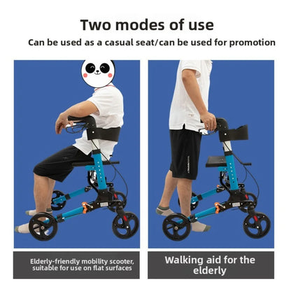 Upgraded Aluminum Foldable Rollator Walker with Seat – Adjustable Height Mobility Aid & Walking Support Cart