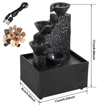Mini Relaxation Fountain with Lights – Desktop Home Decor