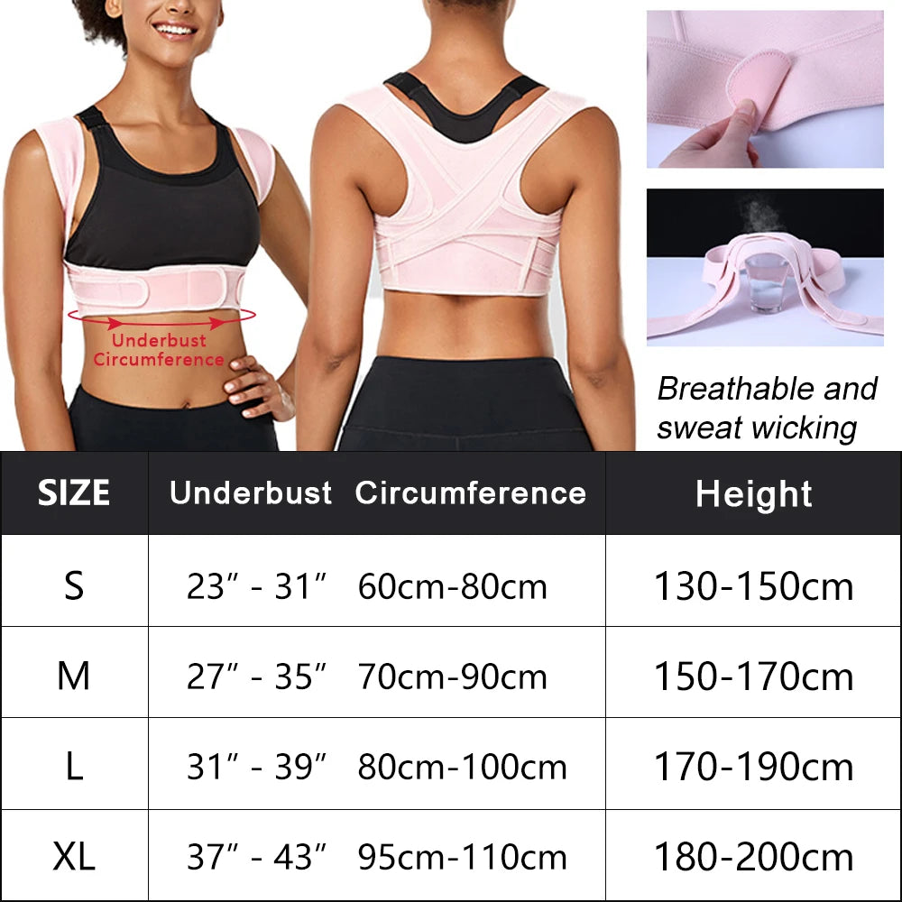Adjustable Posture Corrector Back Brace – Breathable Upper Back & Shoulder Support for Neck, Clavicle & Lumbar Pain Relief