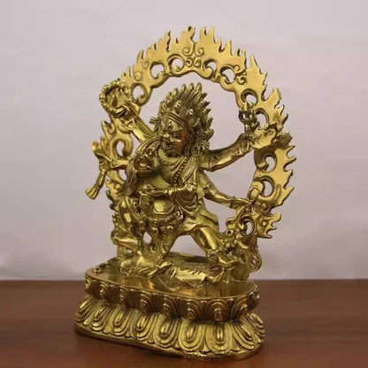Feng Shui Six-Armed Maha Gala Buddha – God of Fortune Statue in Copper