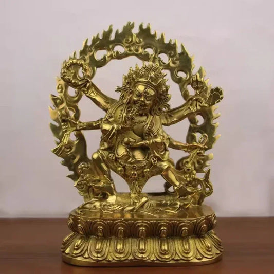Feng Shui Six-Armed Maha Gala Buddha – God of Fortune Statue in Copper
