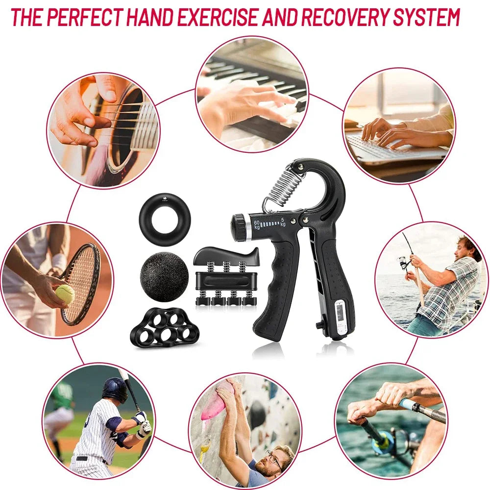 Grip Strength Trainer Kit (1–6 Pack) – Adjustable Hand Grip Strengthener for Muscle Building, Rehabilitation & Injury Recovery