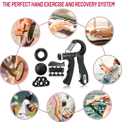 Grip Strength Trainer Kit (1–6 Pack) – Adjustable Hand Grip Strengthener for Muscle Building, Rehabilitation & Injury Recovery