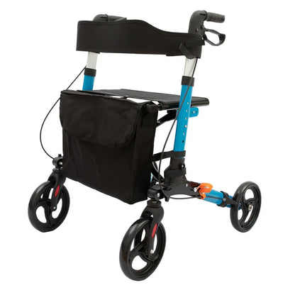 Upgraded Aluminum Foldable Rollator Walker with Seat – Adjustable Height Mobility Aid & Walking Support Cart