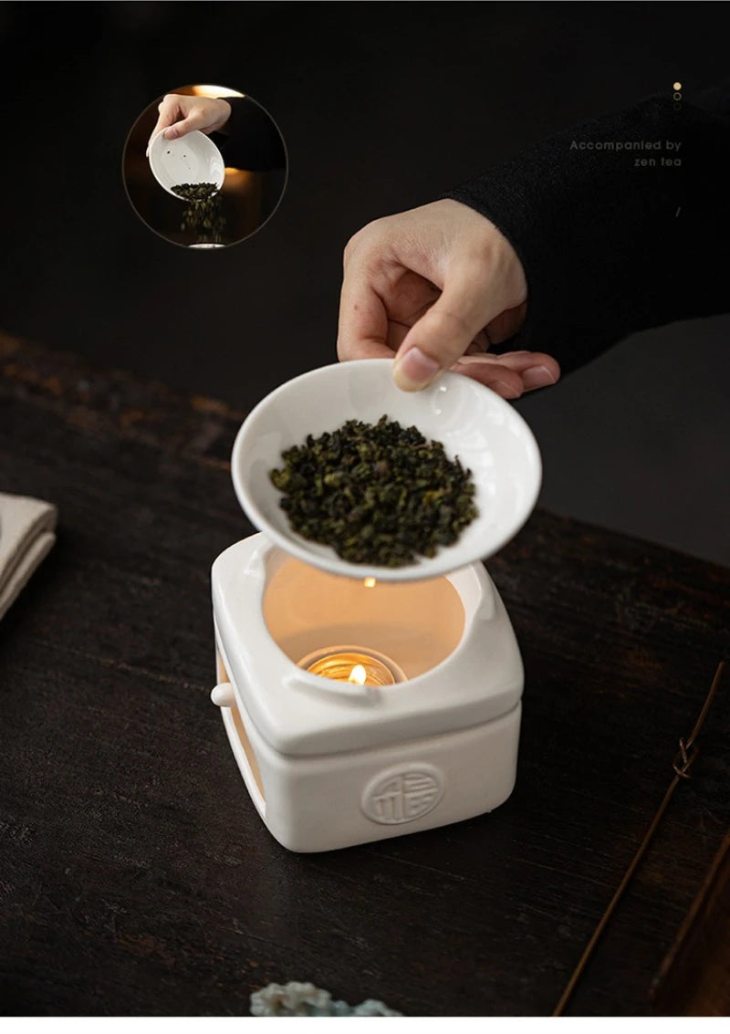 White Ceramic Essential Oil & Candle Warmer Set – Aromatherapy for Home & Office