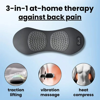 Portable 3-in-1 Back Massager – Heat, Vibration & Traction for Pain Relief & Stretching