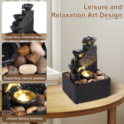 Mini Relaxation Fountain with Lights – Desktop Home Decor