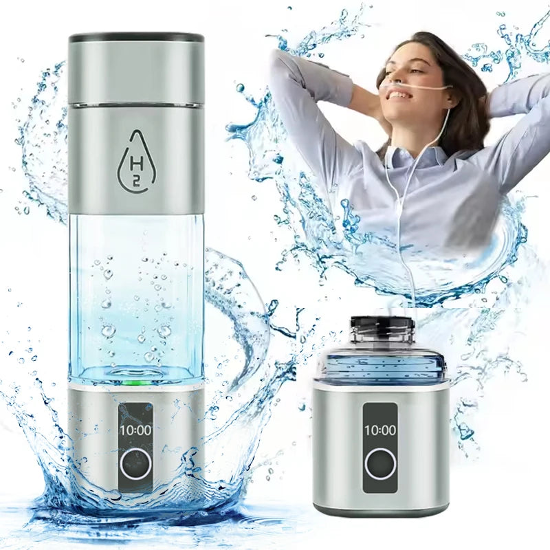Hydrogen Rich Water Generator Bottle –  Dual-Chamber H₂ Ionizer & Inhalation Device